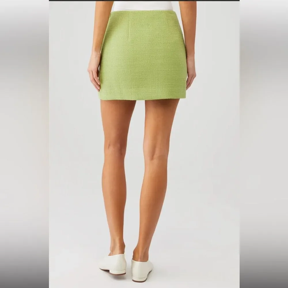 ÊTRE AIMÉ Women's Brigette Tweed Mini Skirt in Green Size Small